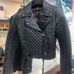 Philipp Plein Black Quilted Leather Jacket